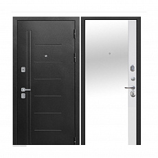 Дверь металлическая 9 см Серебро Зеркало Эмалит белый ФЛЗ-13 (960мм) правая/Ф1