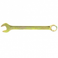 Ключ гаечный комбинированный, 19 мм, желтый цинк, Сибртех