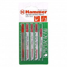 Набор пилок для лобзика Hammer Flex 204-903 дерево/пластик 5 видов (5шт.)