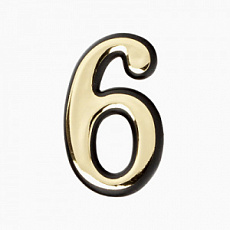 Цифра дверная пластик "6" (золото) клеевая основа
